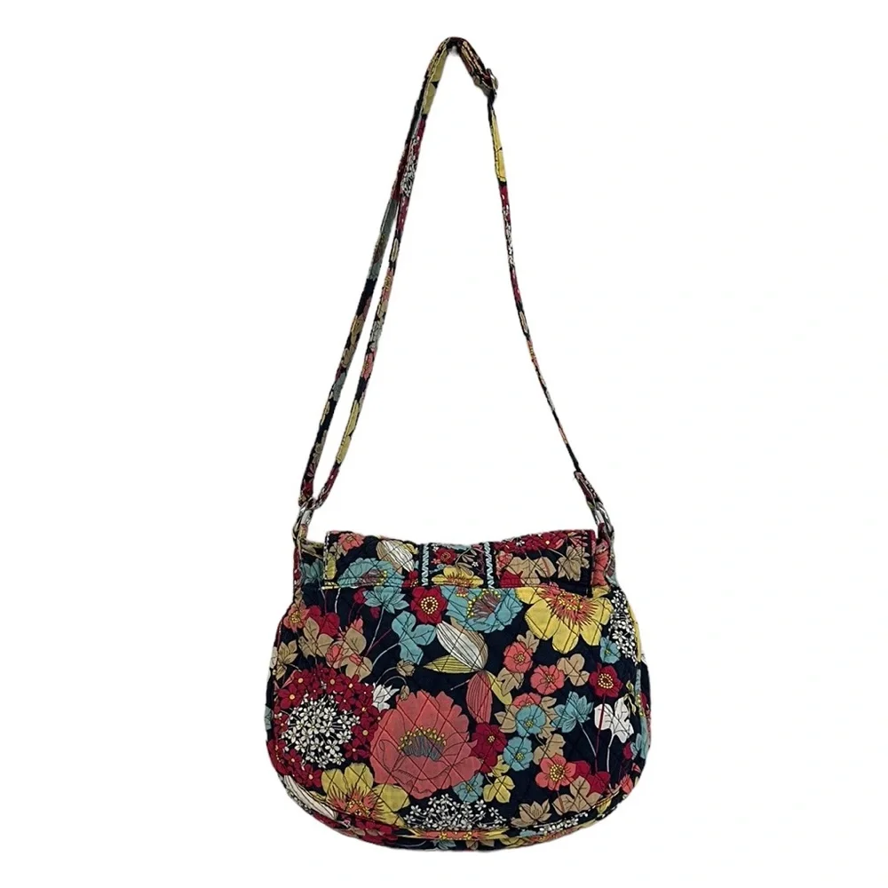 Vera Bradley Saddle Bag Happy Snails Multi Color Medium Crossbody Purse Tote Bag